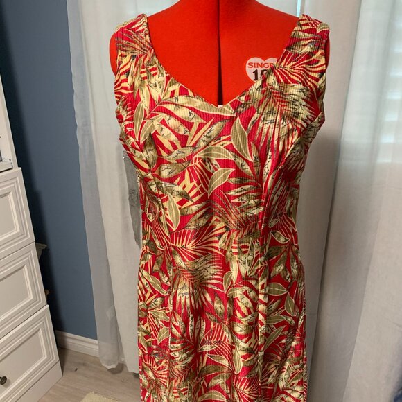 Homemade Red/Gold Floral Summer Dress - Picture 1 of 6